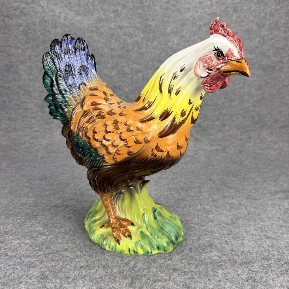 Intrada Italian Ceramic Hen Chicken Figurine Hand Painted 11" Made in Italy
